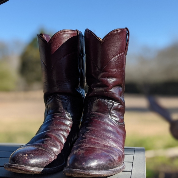 Worn in Boots Justin Style Auburn Brown Leather - Picture 8 of 9